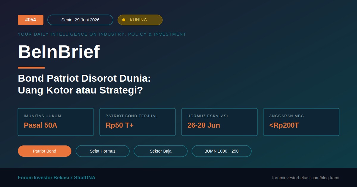 BeInBrief #054 "Bond Patriot Disorot Dunia: Uang Kotor atau Strategi?"