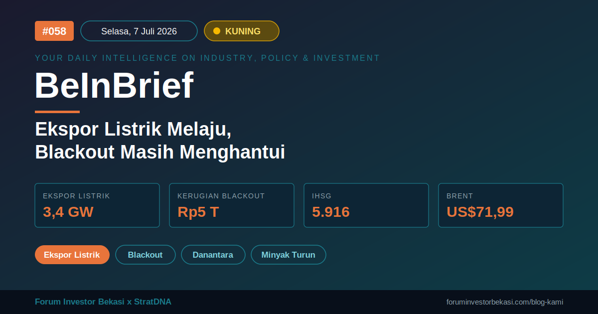 BeInBrief #058 "Ekspor Listrik Melaju, Blackout Masih Menghantui"